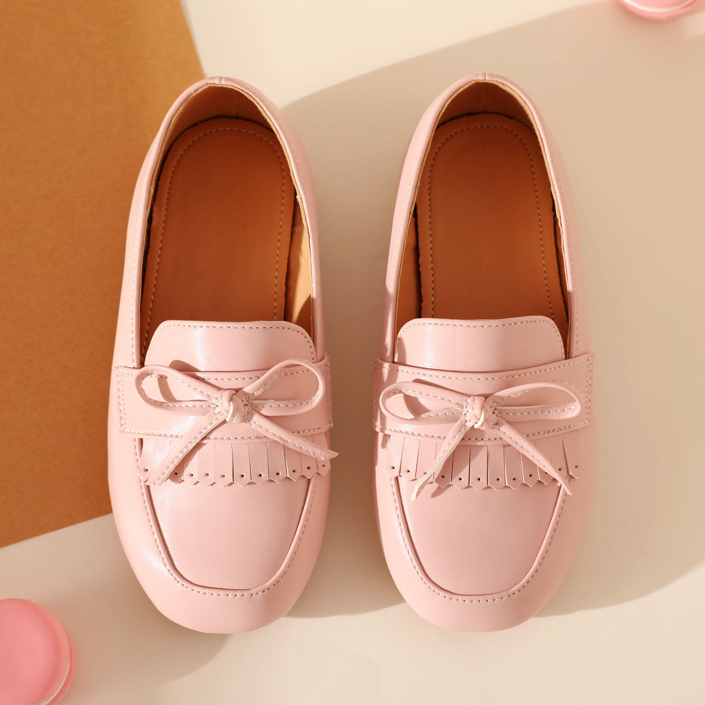 Toddler / Kid Bow & Tassel Decor Pink Loafers