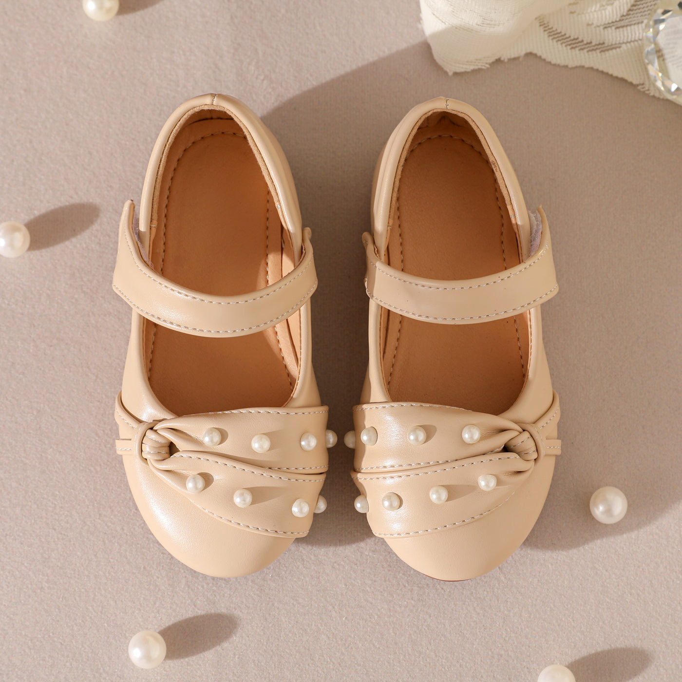 Toddler / Kid Faux Pearl Decor Flat Mary Jane Shoes