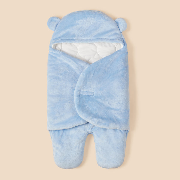 Baby Swaddling Blanket Solid Color Newborn Flannel 3D Ear Design Blanket Swaddle Wrap Sleeping Bag