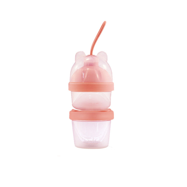 Baby Formula Dispenser Portable 2 Layer Stackable Transparent Storage Container for Milk Powder and Snack Storage