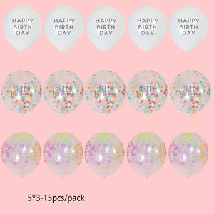 15-pack Happy Birthday Balloons Decor Colorful Dots Stars Letter Latex Balloons Birthday Party Supplies