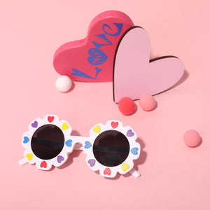 Valentine's Day Toddler / Kid Heart Decor Floral Frame Glasses (With Glasses Case)