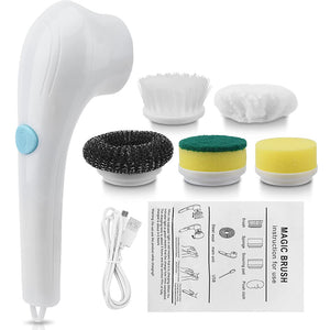 Electric Spin Scrubber Cordless Power Scrubber Cleaning Brush with 5 Replaceable Brush Heads