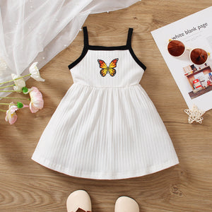 Baby Girl 95% Cotton Butterfly Print Ribbed Cami Dress