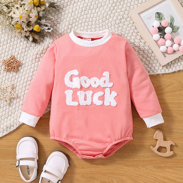Baby Boy/Girl Letter Embroidered Long-sleeve Romper