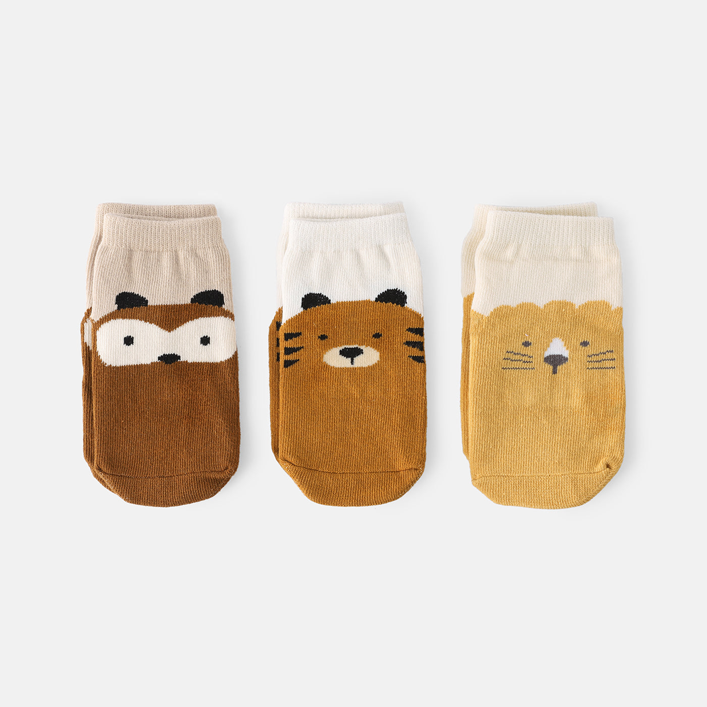 3 Pairs Baby / Toddler Cartoon Animal Pattern Non-slip Grip Socks