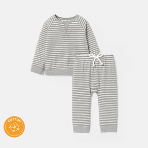 2pcs Baby/Toddler Stripe Raglan Sleeve Cotton Sweatshirt and Pants Set