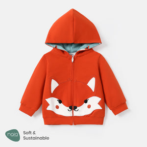 Baby Girl Cotton Fox Embroidered Hooded Lined Jacket Coat