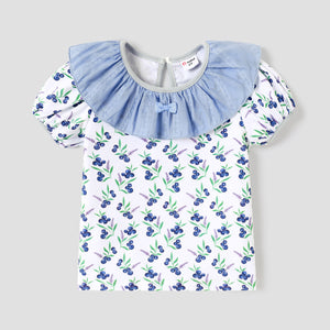 Toddler Girl Floral Print Flounce Short-sleeve Cotton Tee