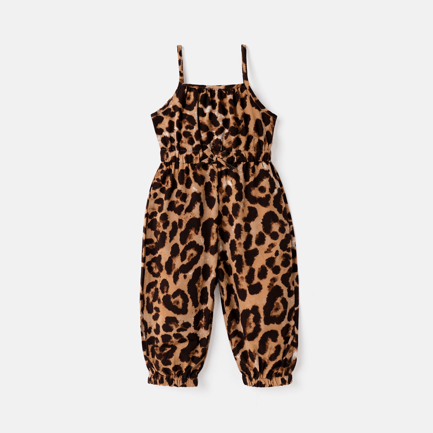 Toddler Girl Leopard Print Bowknot Design Slip Jumpsuits