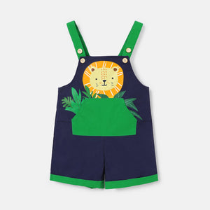 Toddler Boy 100% Cotton Lion Print Pocket Design Overalls