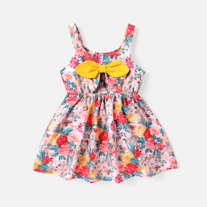 Toddler Girl Floral Print Bowknot Design Slip Dress