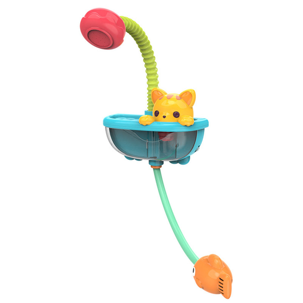 Toddler Bath Toys Bubble Maker and Automatic Bath Sprinkler Suction Toy with Cat Pattern