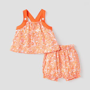 2pcs Baby Girl Floral Allover Sleeveless Top and Shorts Set