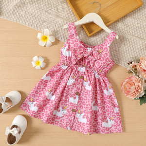 Toddler Girl Unicorn Leopard Print Bowknot Design Slip Dress