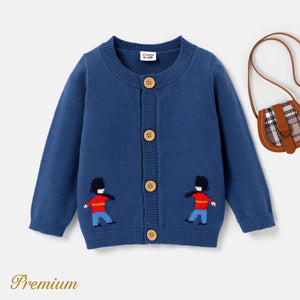 Medium Thick School Style Boys' Solid Sweater with Secret Button