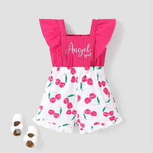 Baby Girls Sweet Cherry Pattern Ruffle Jumpsuit