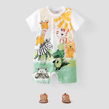 Baby Boy 100% Cotton Animal Print Romper/ Sandals