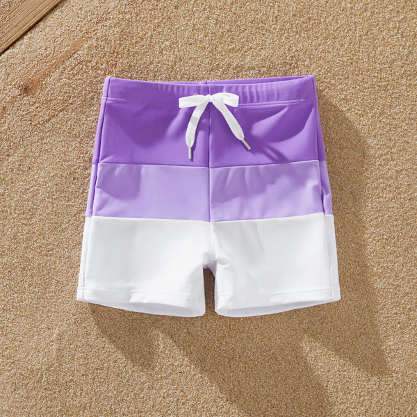 Family Matching Color-block Swim Trunks or One-shoulder Side Knot Swimsuit