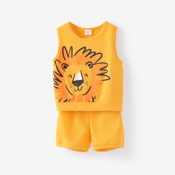 Toddler Boy 2pcs Dino Print Tank Top and Shorts Set/ 5-Pack Socks/ Sports Shoes