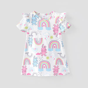 Toddler/Kid Girl Animal Print Flutter Sleeve Dress/ Vented Clogs Shoes